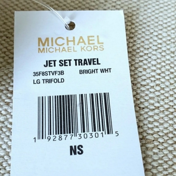 🌺NWT Michael Kors LG Trifold Wallet White grey MK - Picture 8 of 8